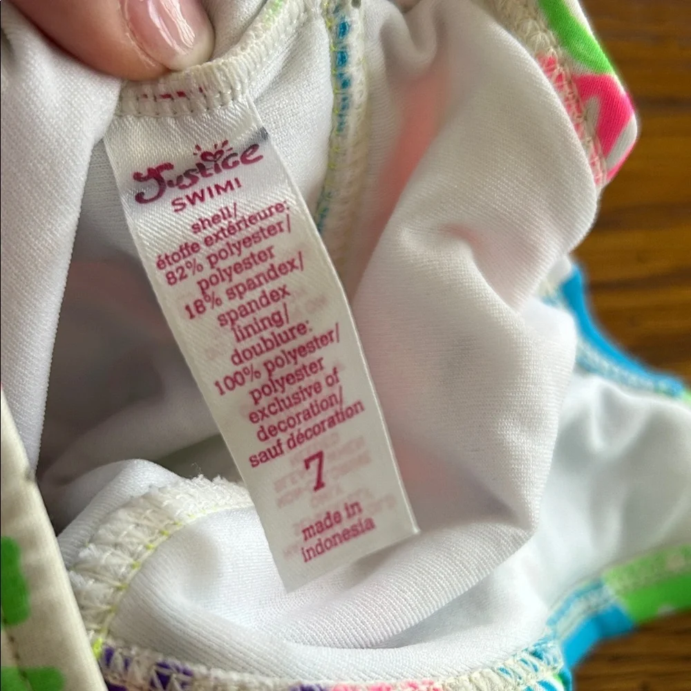 Justice Multicolor Peace and Love Kids Swim One Piece